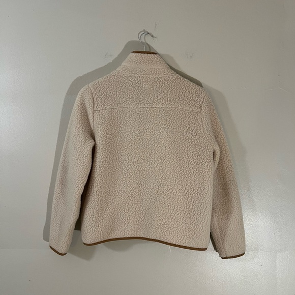 J.Crew cream tan vintage fleece Sherpa cozy button up teddy jacket winter layer - Picture 5 of 5